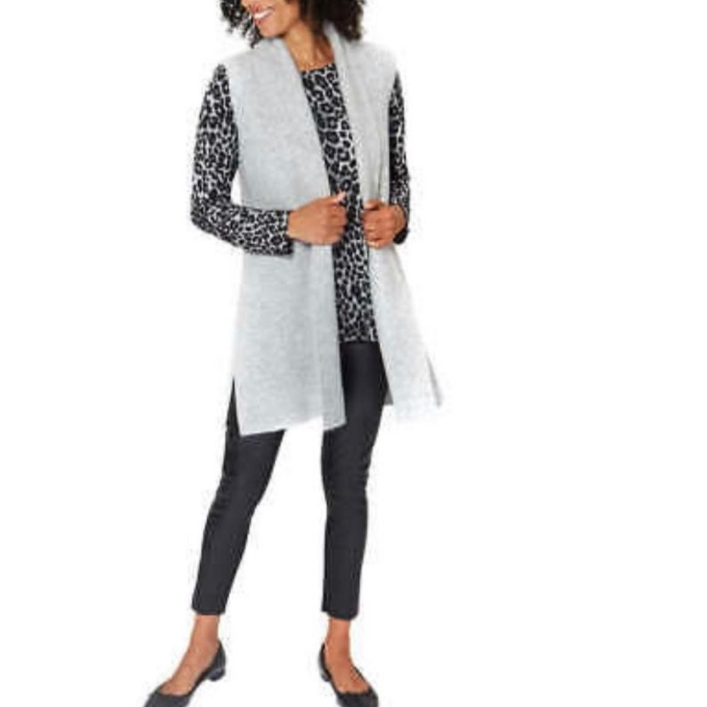 Mario Serrani Sleeveless Cardigan, Light Gray